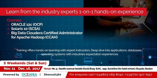 Training on Big Data, Oracle and Solaris