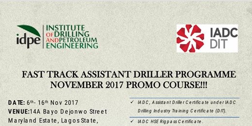 Fast Track Assistant Driller Programme Nov 2017 Promo!!!
