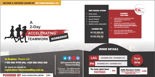 John Maxwell Workshop : Accelerating Teamwork