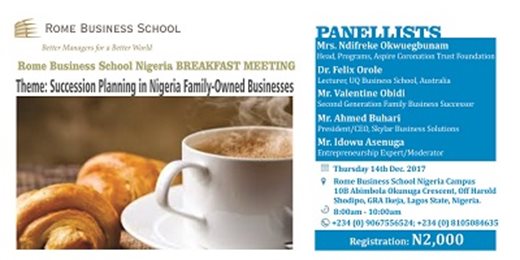 Breakfast Meeting: Succession Planning In Nigeria Family Owned Businesses