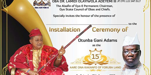 Installation Ceremony Of Otunba Gani Adams