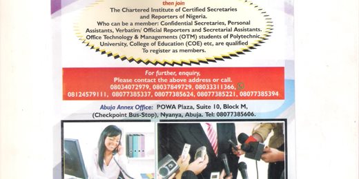CHARTERED INSTITUTE OF CERTIFIED SECRETARIES AND REPORTERS OF NIGERIA
